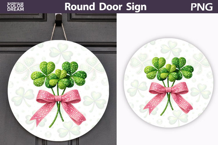 St. Patricks Day Round Door Sign | Lucky Clover Sublimation