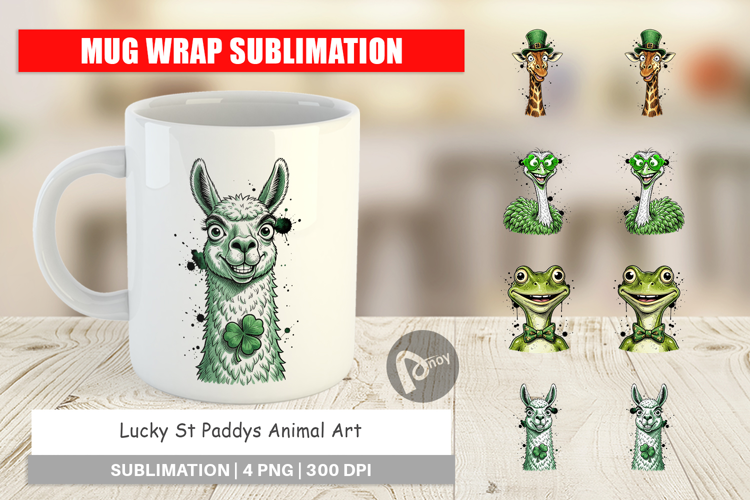 Lucky St Paddys Animal Art Mug Wrap