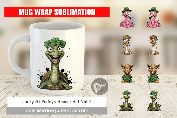 Lucky St Paddys Animal Art Mug Wrap