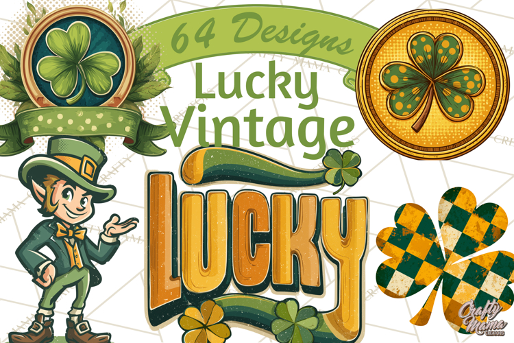 Retro St. Patrick’s Day PNG Clipart, Vintage Shamrocks
