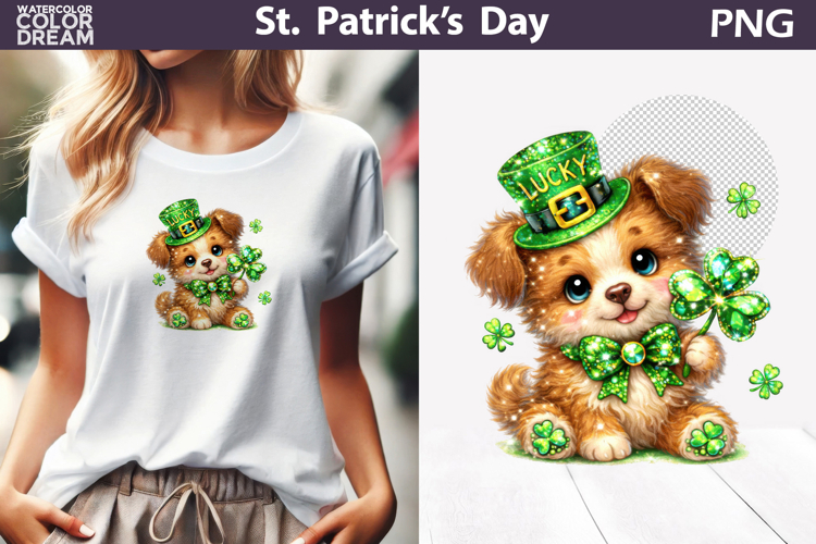 St. Patricks Day Clipart | Dog Clover Sublimation