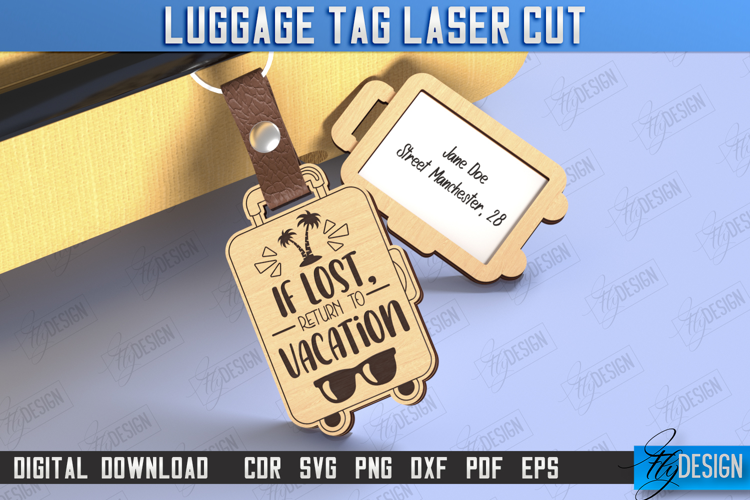 Personalized Luggage Tag Laser Cut | Travel Bag Tag | CNC