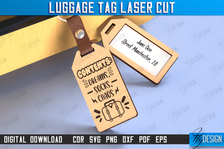Personalized Luggage Tag Laser Cut | Travel Bag Tag | CNC