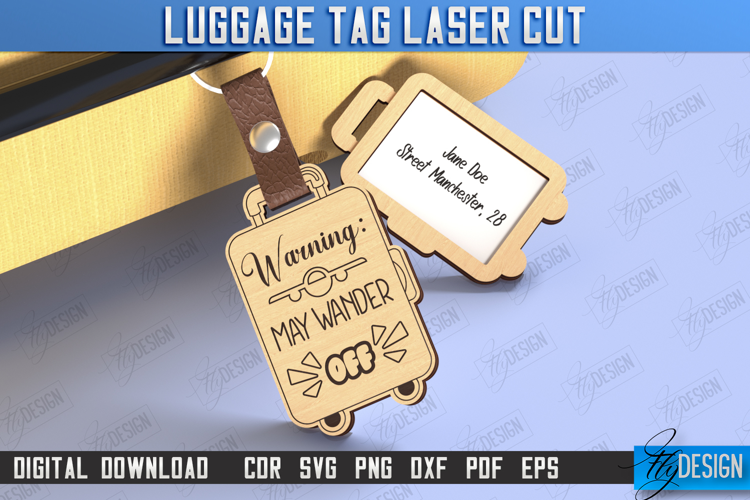 Personalized Luggage Tag Laser Cut | Travel Bag Tag | CNC