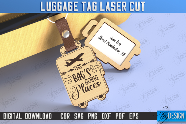 Personalized Luggage Tag Laser Cut | Travel Bag Tag | CNC