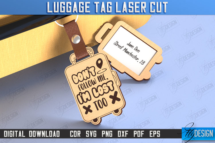 Personalized Luggage Tag Laser Cut | Travel Bag Tag | CNC