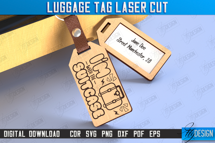 Personalized Luggage Tag Laser Cut | Travel Bag Tag | CNC