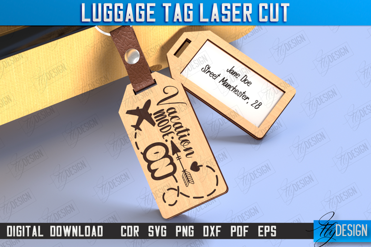 Personalized Luggage Tag Laser Cut | Travel Bag Tag | CNC