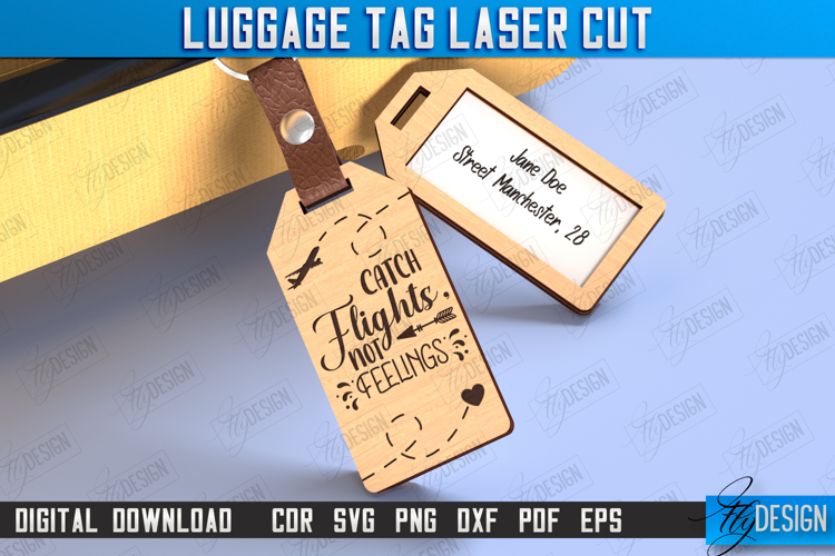 Personalized Luggage Tag Laser Cut | Travel Bag Tag | CNC
