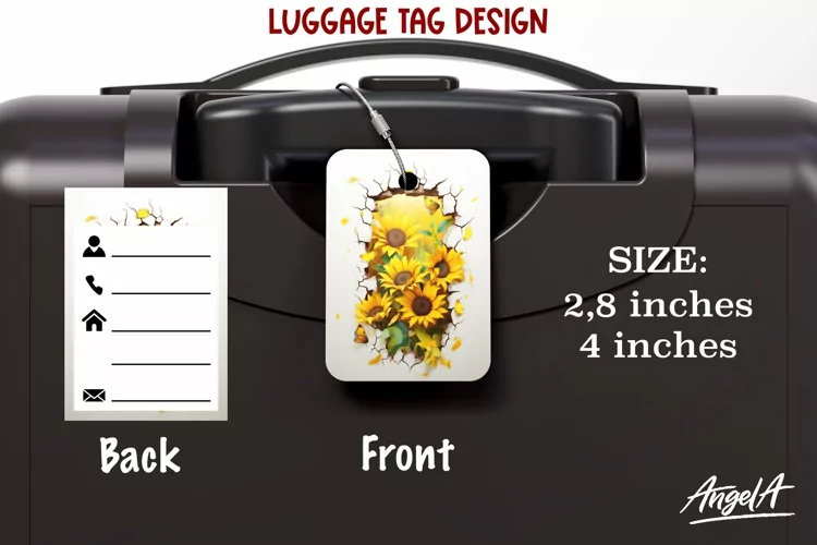 Sublimation luggage tag / bag tag / sunflower png