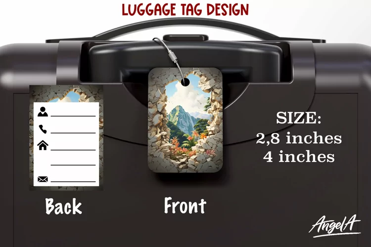 Sublimation luggage tag / bag tag / mountain png / travel