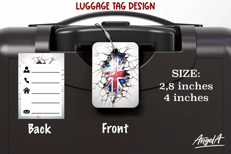 Sublimation luggage tag / UK flag PNG / bag tag / patriotic