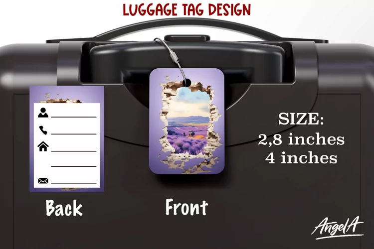 Sublimation luggage tag / lavender flower PNG / bag tag
