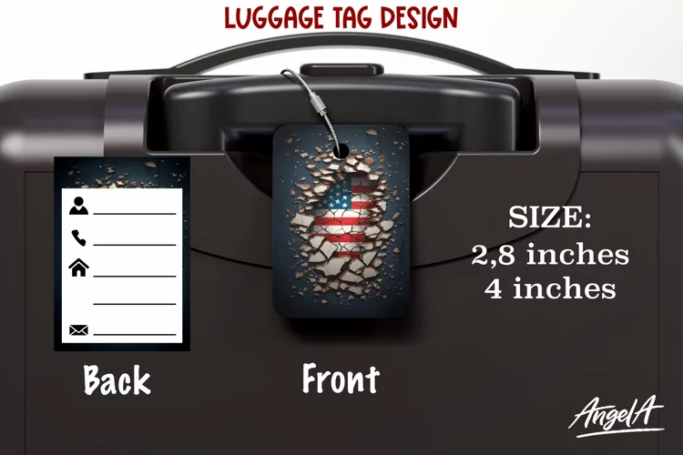 Sublimation luggage tag / USA luggage / Usa flag PNG