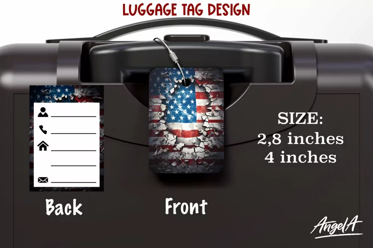 Sublimation luggage tag / Usa flag PNG / bag tag / patriotic