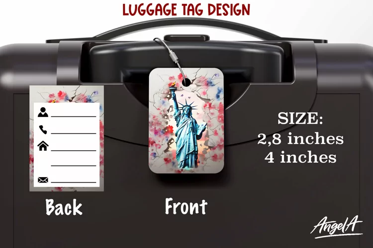 Sublimation luggage tag / USA luggage / statue of liberty