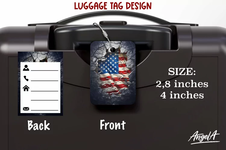 Sublimation luggage tag / American flag PNG / patriotic