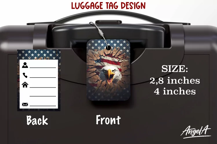 Sublimation luggage tag / USA luggage / eagle head PNG