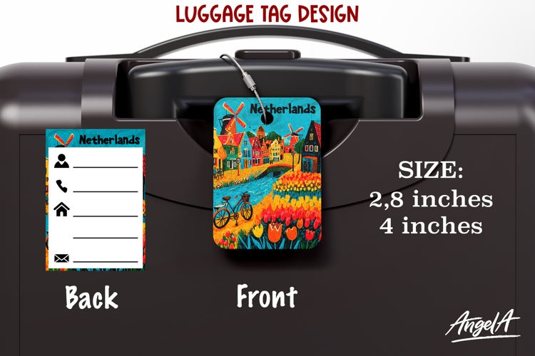 Luggage tag Sublimation Groovy Colorful Label Netherlands