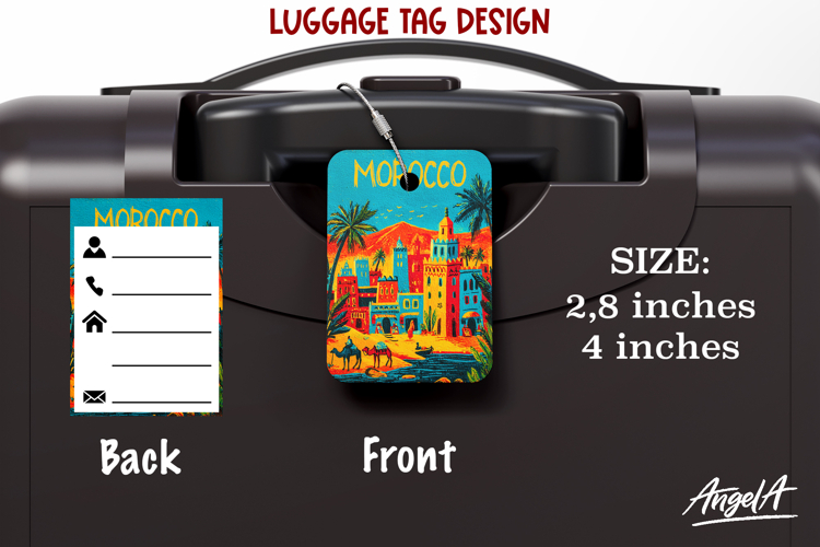 Luggage tag Sublimation Morocco Colorful Bag Label Groovy