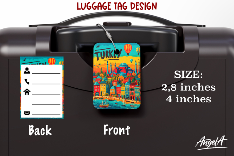 Luggage tag Sublimation Groovy Colorful bag label Turkey PNG