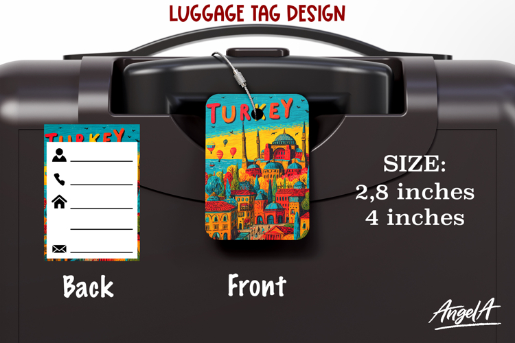 Luggage tag Sublimation Groovy Colorful bag label Turkey PNG