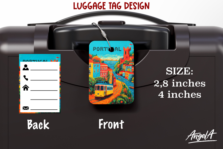 Luggage tag Sublimation Portugal Colorful Bag Label Groovy