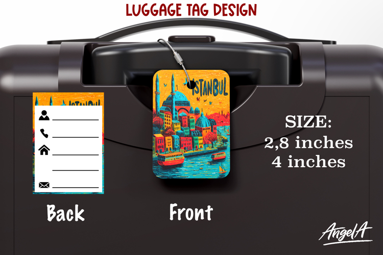 Luggage tag Sublimation Groovy Colorful Label Turkey Istanbul