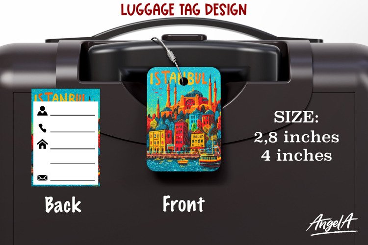 Luggage tag Sublimation Groovy Colorful Label Turkey Istanbul