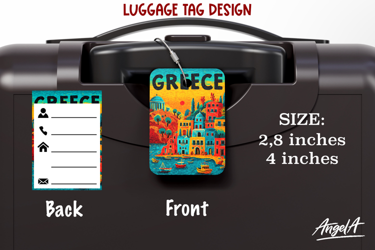 Luggage tag Sublimation Groovy Summer Travel Label Greece