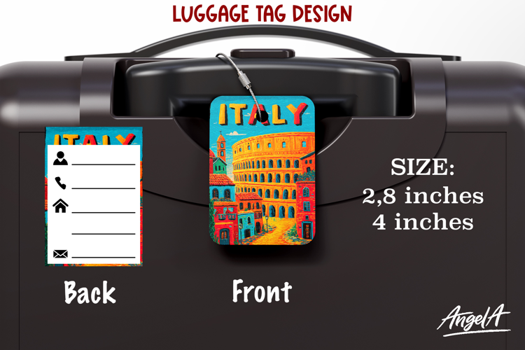 Luggage tag Sublimation Groovy Summer Travel Label Italy