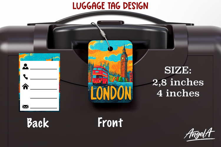 Luggage tag Sublimation Groovy Summer Travel Label London