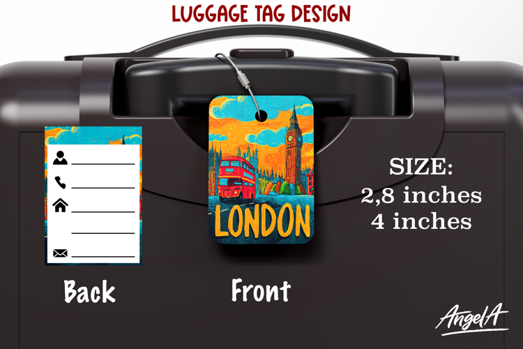 Luggage tag Sublimation Groovy Summer Travel Label London