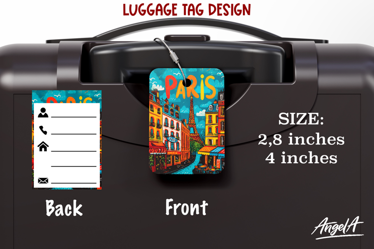 Luggage tag Sublimation Groovy Summer Paris Travel Label