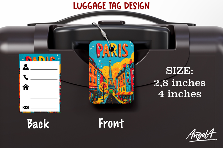 Luggage tag Sublimation Groovy Summer Paris Travel Label