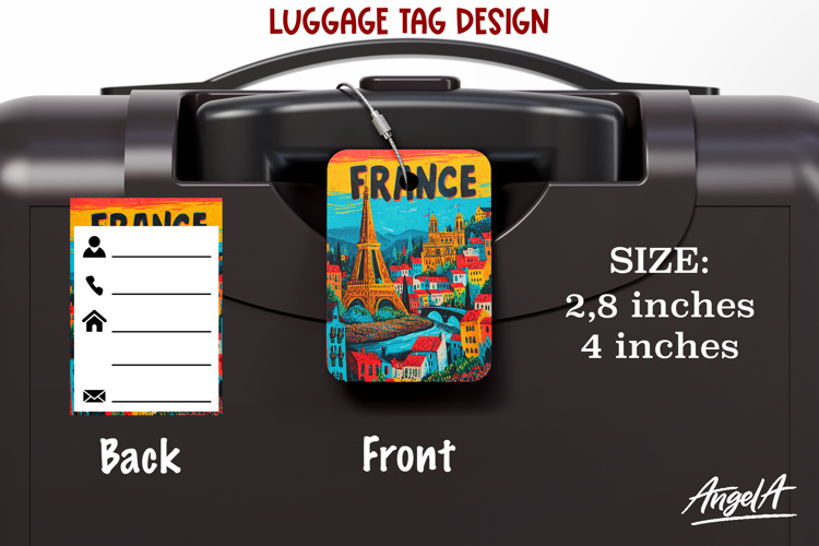 Luggage tag Sublimation Groovy Summer France Travel Label
