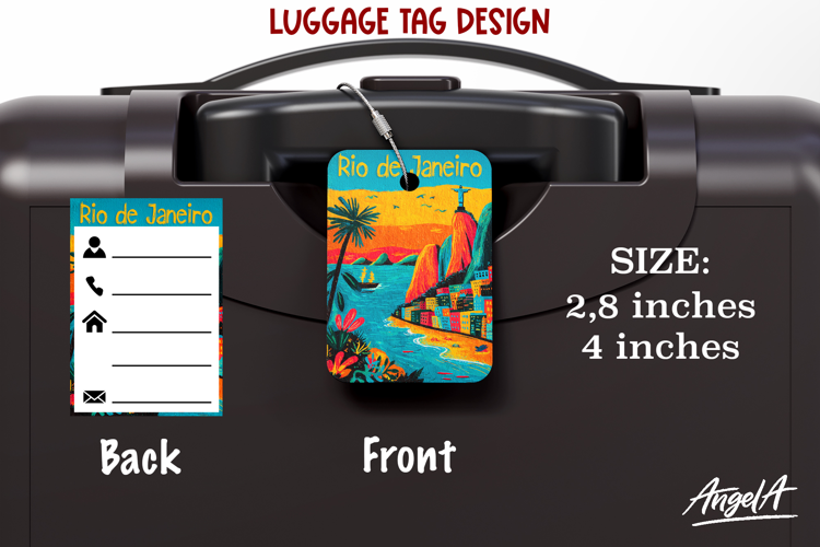 Luggage tag Sublimation Groovy Summer Rio de Janeiro Travel