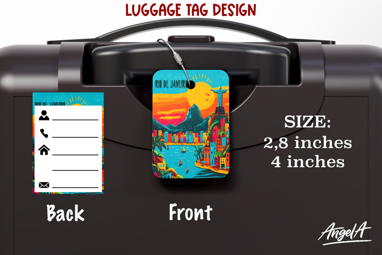 Luggage tag Sublimation Summer Travel Label Rio de Janeiro