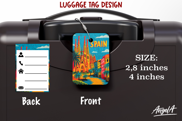 Luggage tag Sublimation Groovy Summer Travel Label Spain