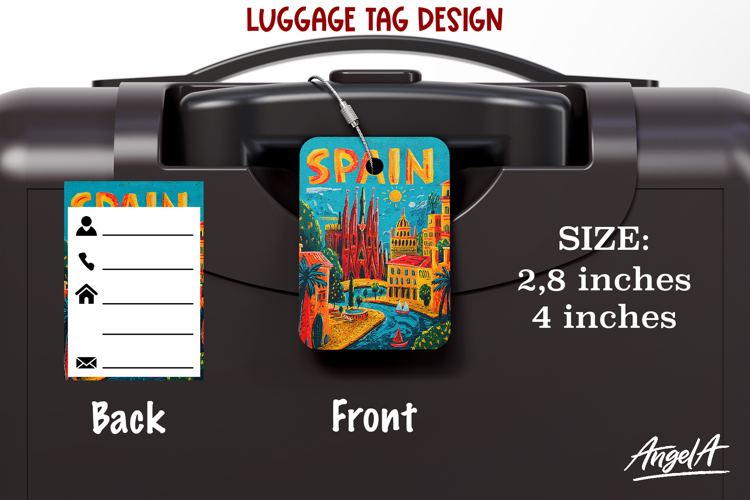 Luggage tag Sublimation Groovy Colorful Bag Label Spain PNG