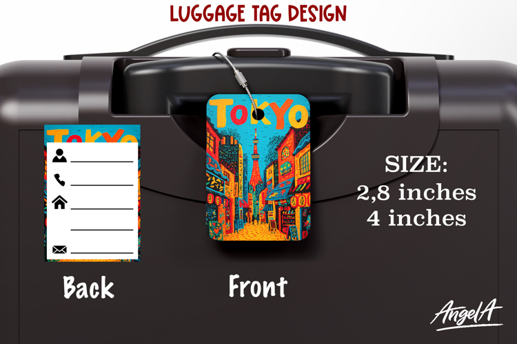 Luggage tag Sublimation Groovy Summer Travel Label Tokyo