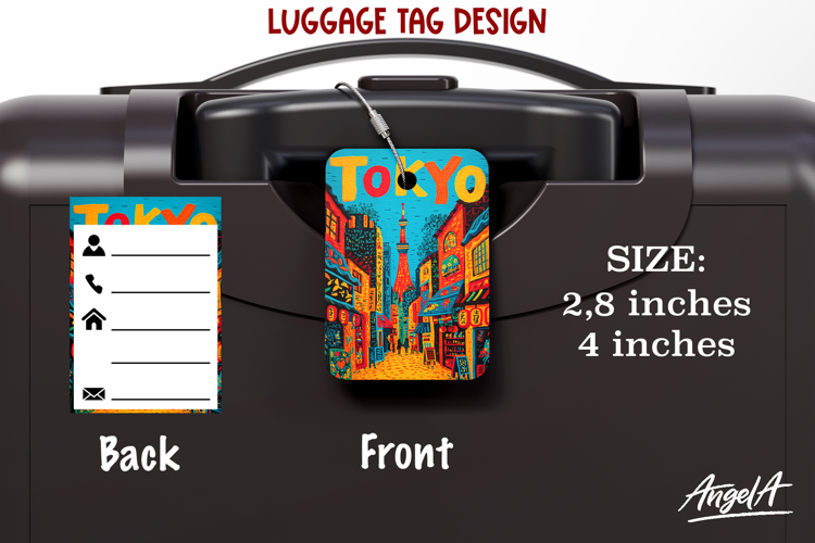 Luggage tag Sublimation Groovy Summer Travel Label Tokyo