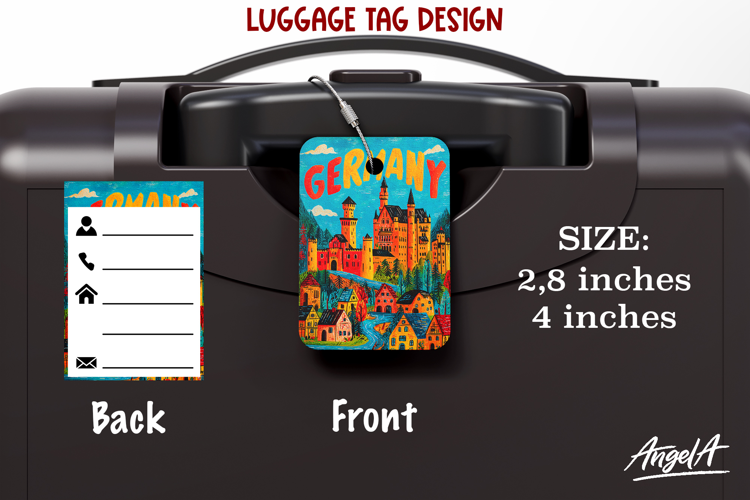 Luggage tag Sublimation Germany Groovy Summer Travel Label