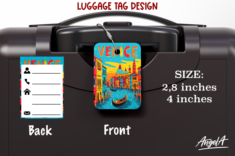 Luggage tag Sublimation Venice Groovy Summer Travel Label