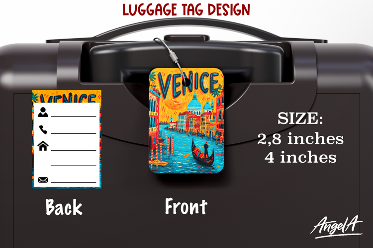 Luggage tag Sublimation Groovy Summer Venice Travel Label