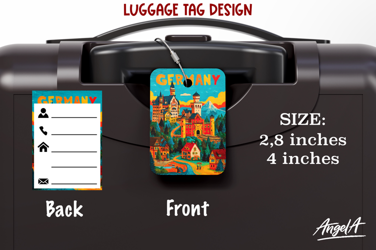 Luggage tag Sublimation Groovy Summer Germany Travel Label