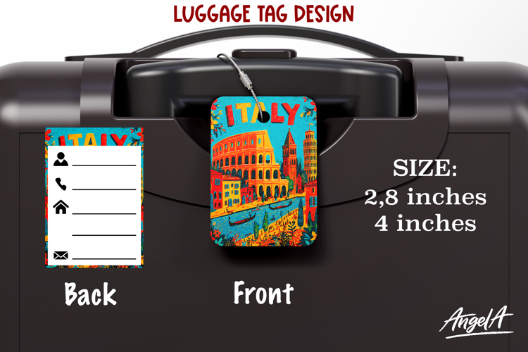 Luggage tag Sublimation Groovy Summer Italy Travel Label