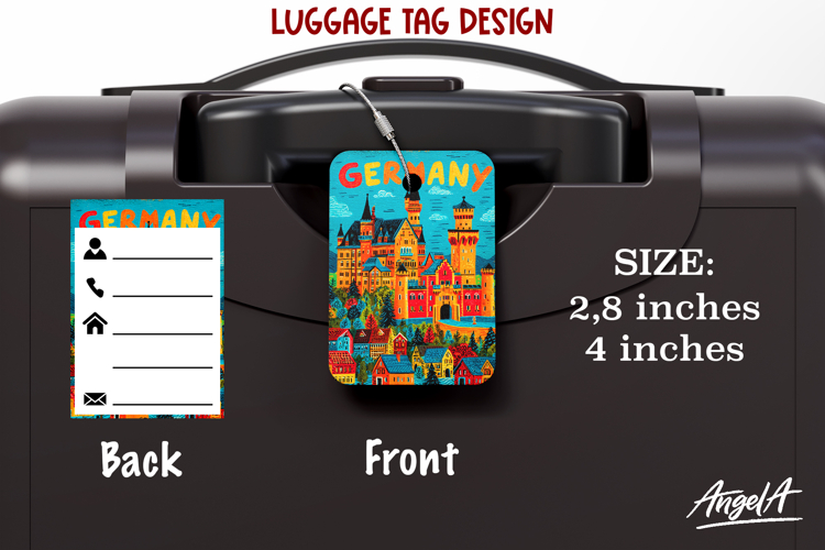 Luggage tag Sublimation Groovy Summer Germany Travel Label
