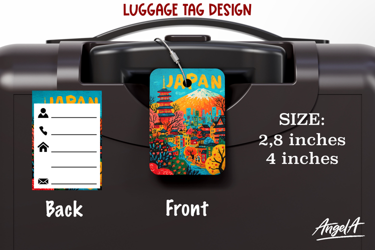 Luggage tag Sublimation Groovy Summer Japan Travel Label