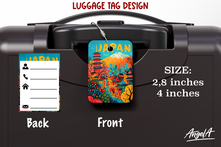 Luggage tag Sublimation Groovy Summer Japan Travel Label